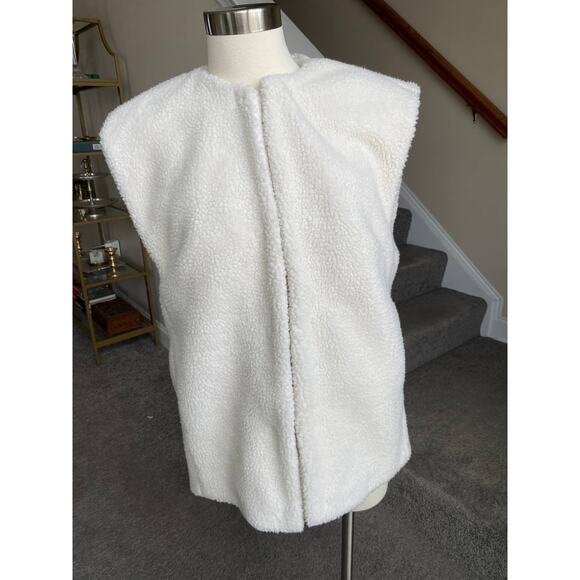 H&M cream shearling oversized vest size XS, - Picture 5 of 12
